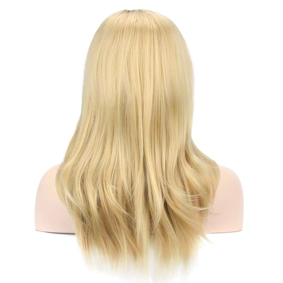 Wig Blonde Brown Roots Shoulder Length Long Shaggy Flaxen Free Part Side Part - Picture 15 of 16